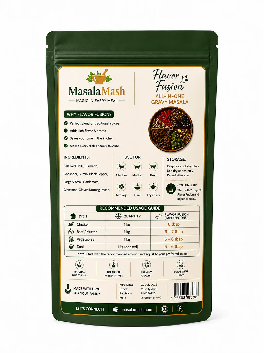 MasalaMash Flavor Fusion All-in-One Gravy Masala | 250g